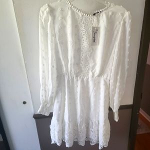 Simplee Apparal White Dress Medium
